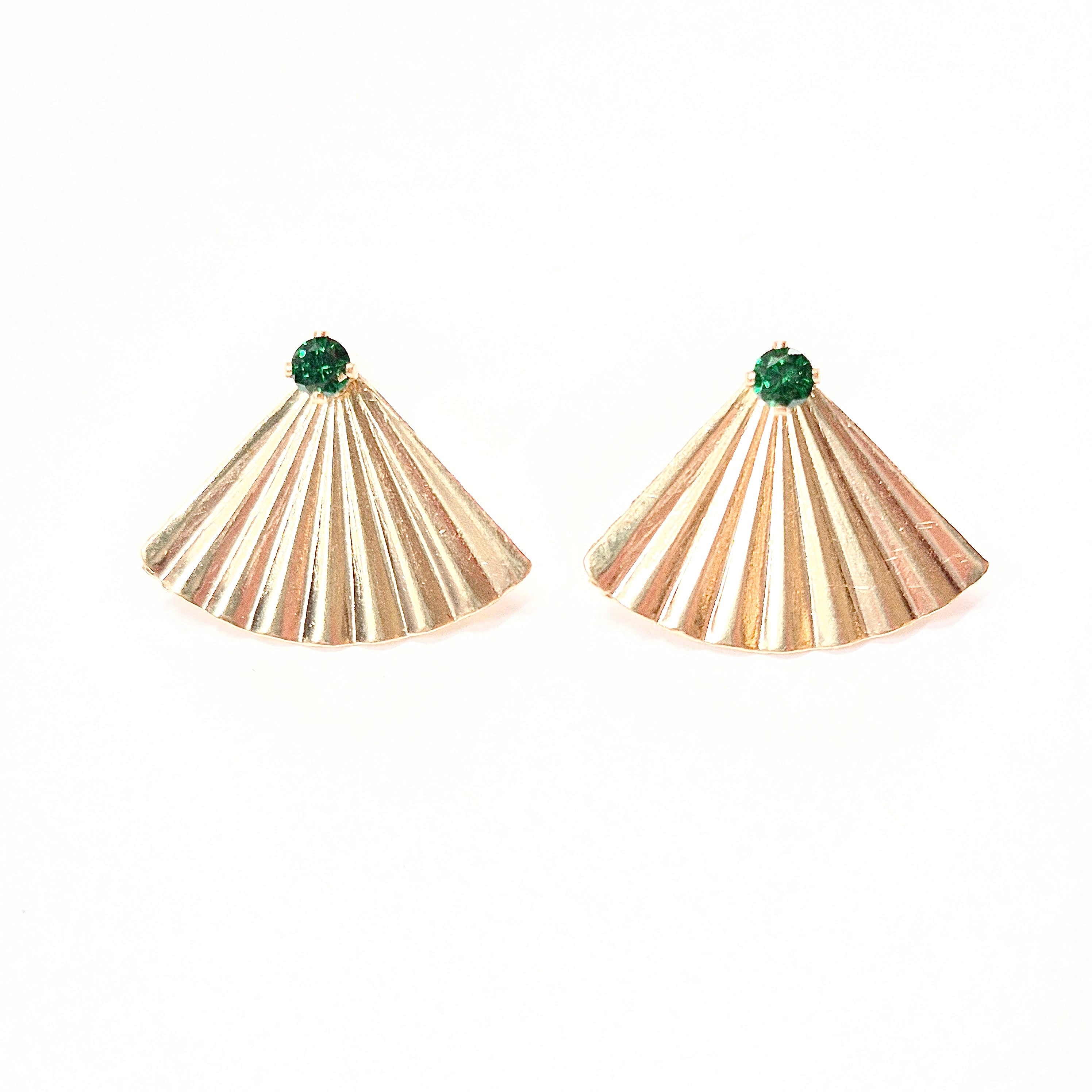 14K GF Swarovski emerald green stud earrings