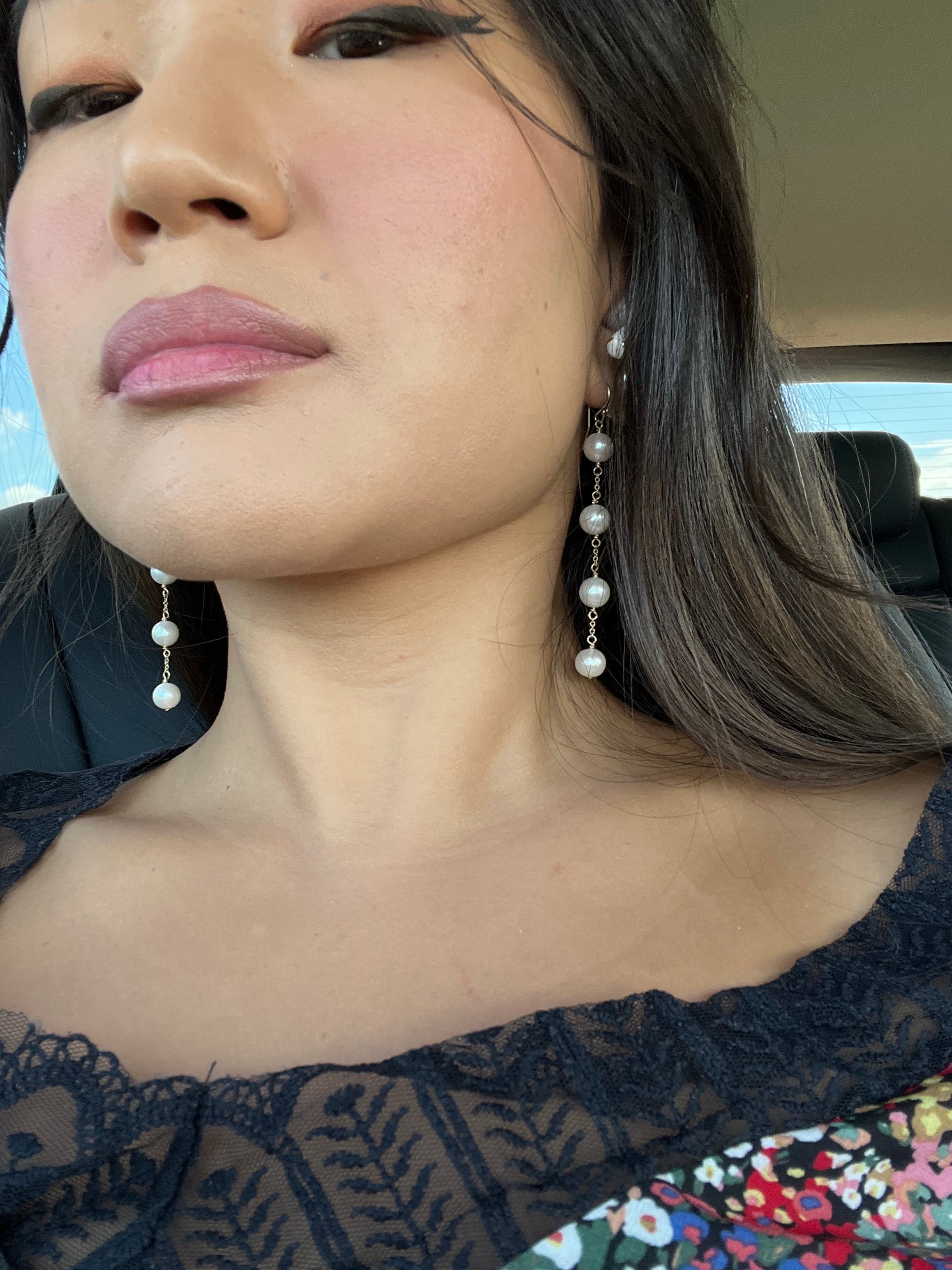 3, 4 or 5 Pearl spacer earrings