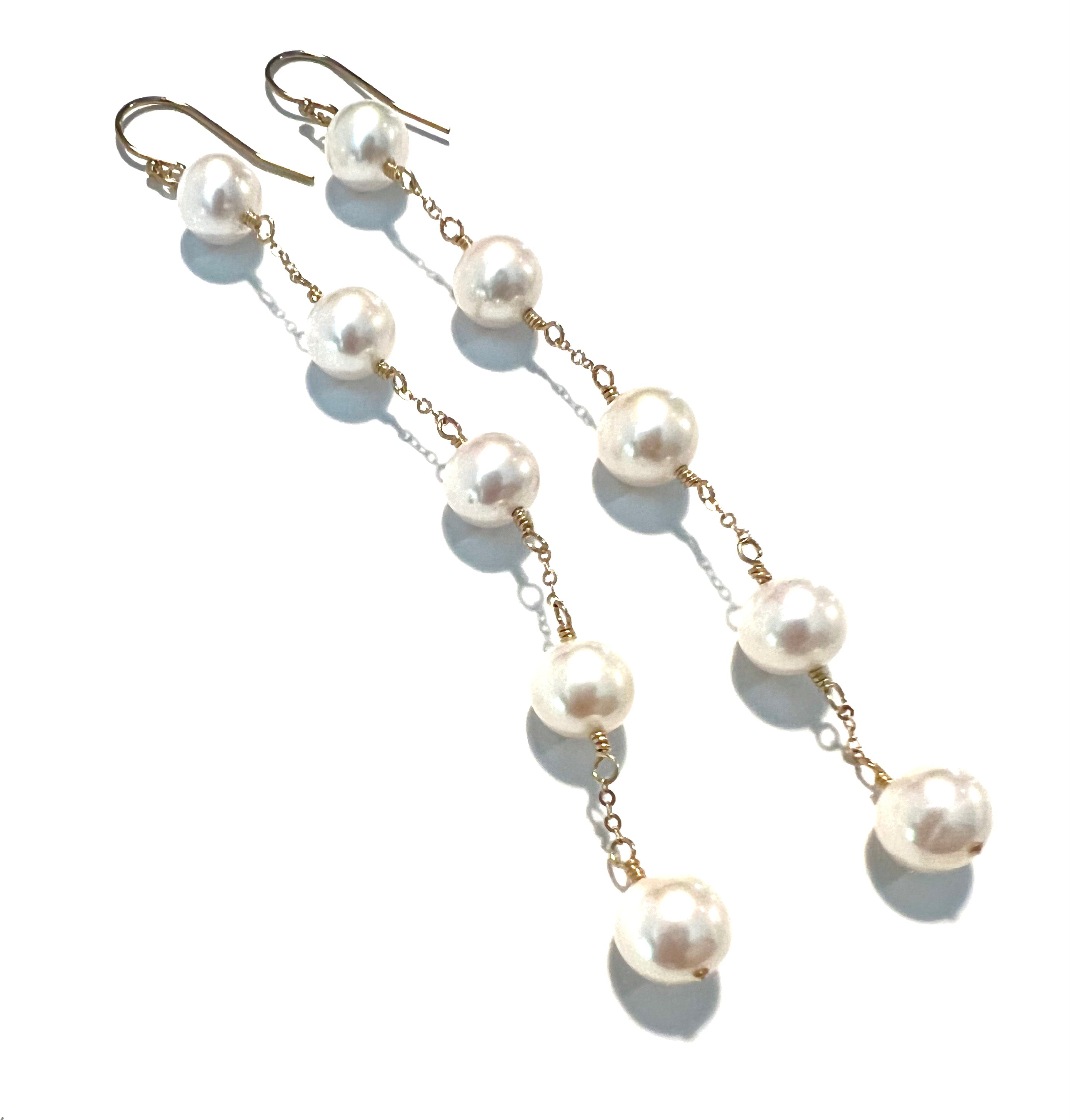 3, 4 or 5 Pearl spacer earrings
