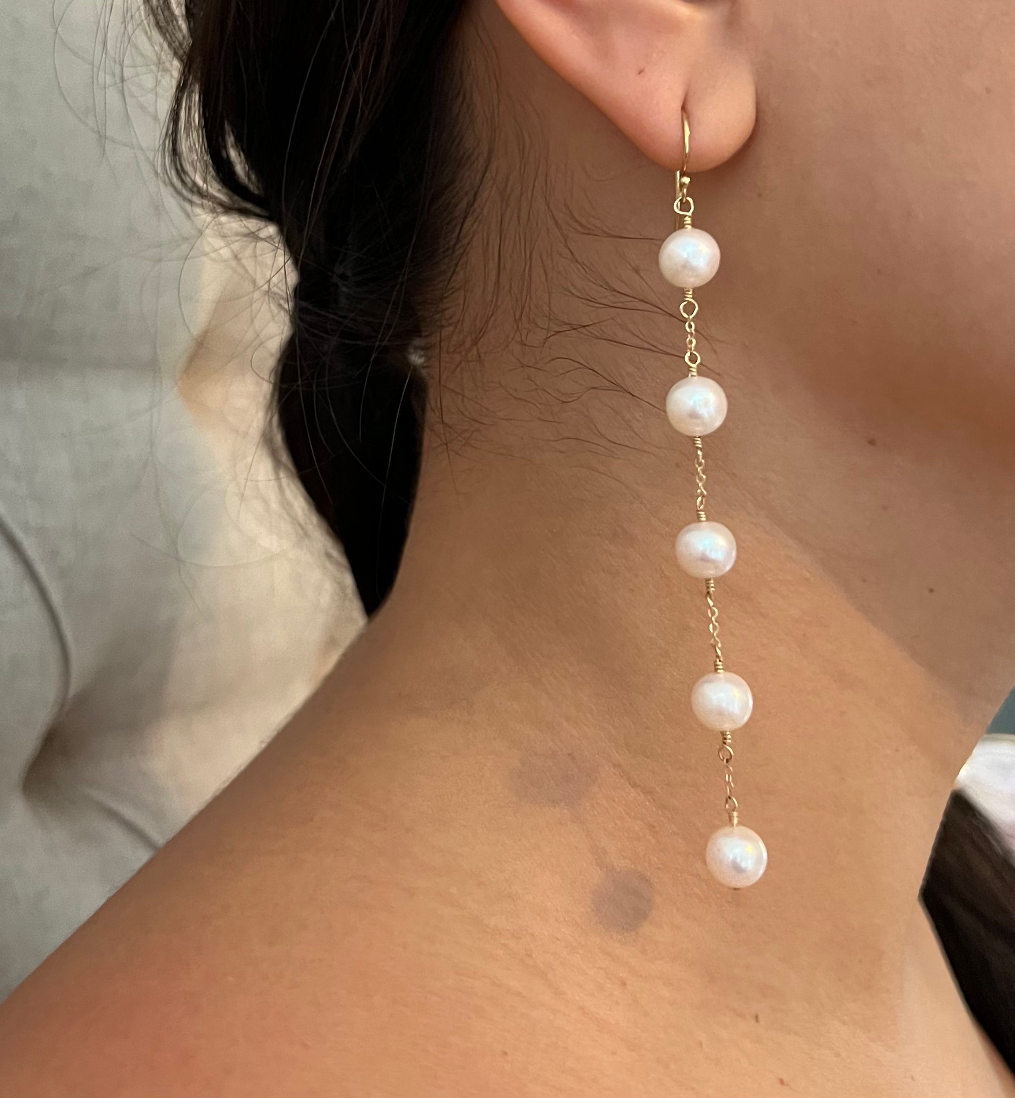 3, 4 or 5 Pearl spacer earrings