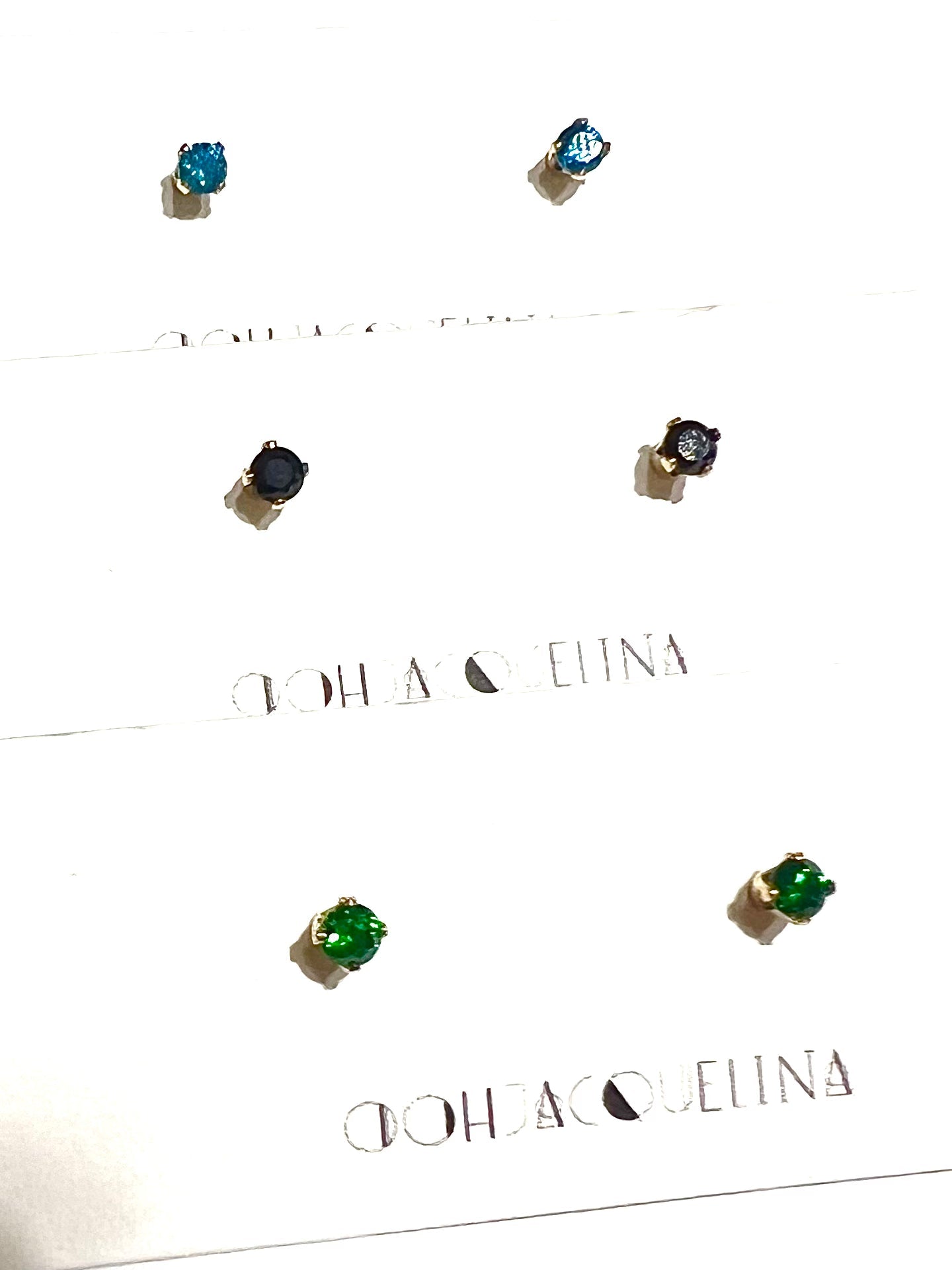 14K GF Swarovski emerald green stud earrings