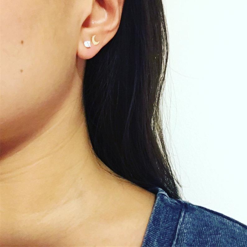 14K GF Mini Moon stud earrings